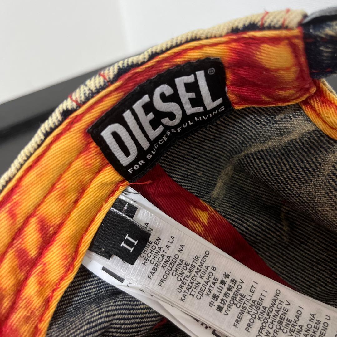 DIESEL C-Seymon デニムキャップ Dロゴ ダメージ