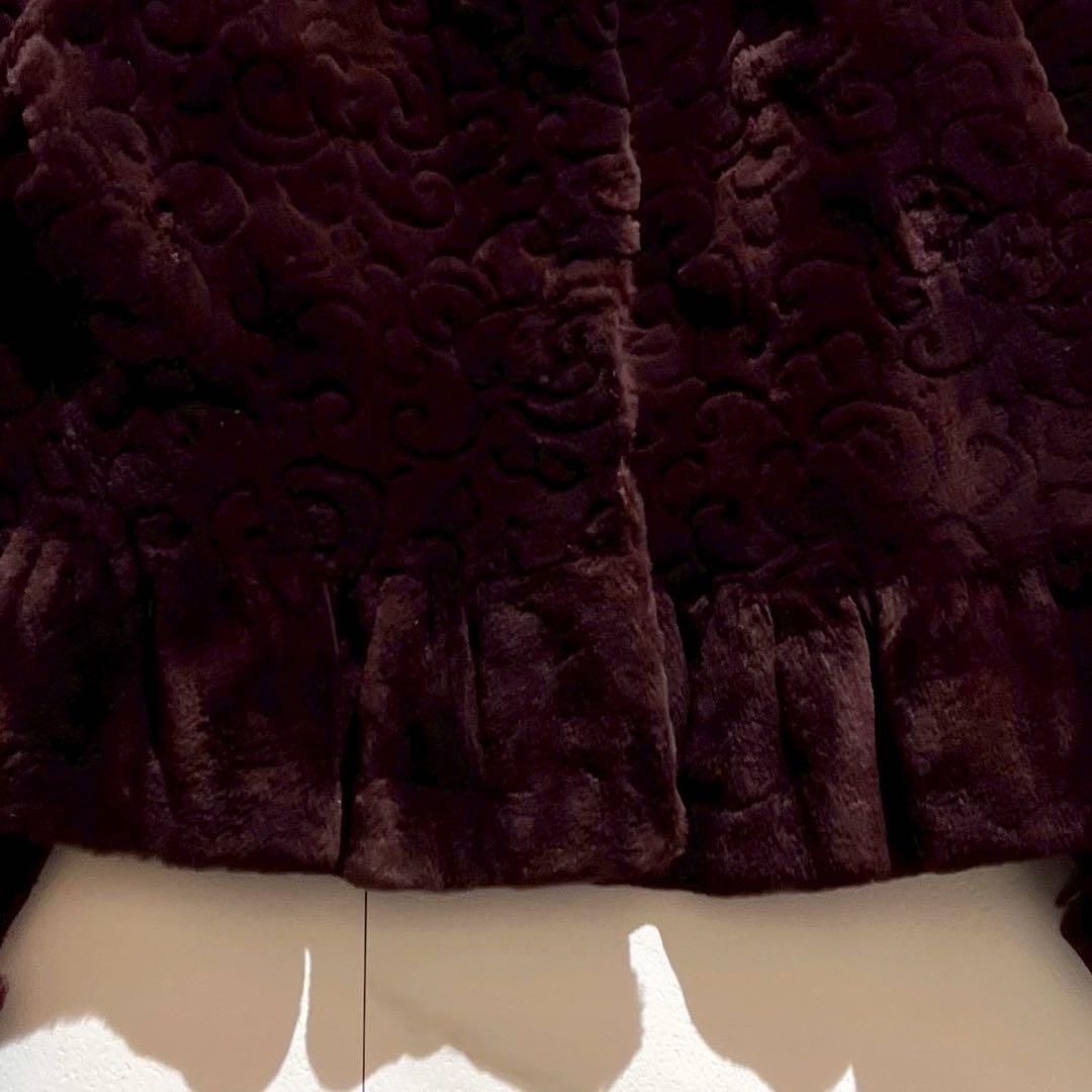 【希少】サガミンク ロイヤル ショートコート 裏地ペイズリー パープル系 F