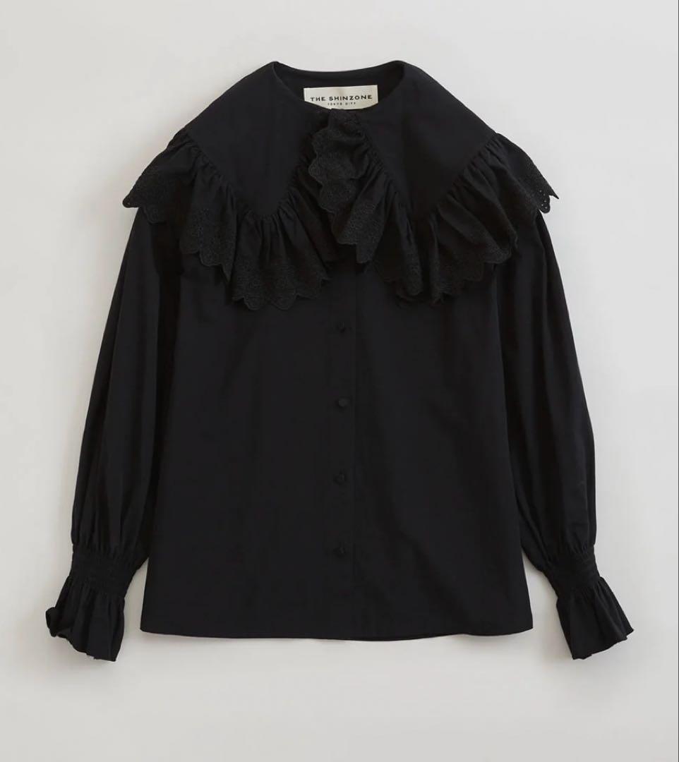 LACE COLLAR BLOUSE shinzone ブラック シンゾーン