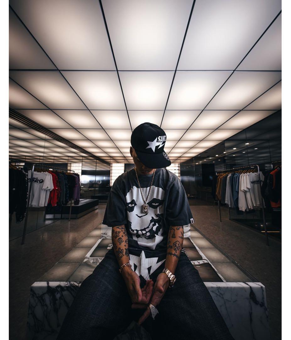 お*ザ様 セントマイケル　BAPE_MESH CAP BLACK