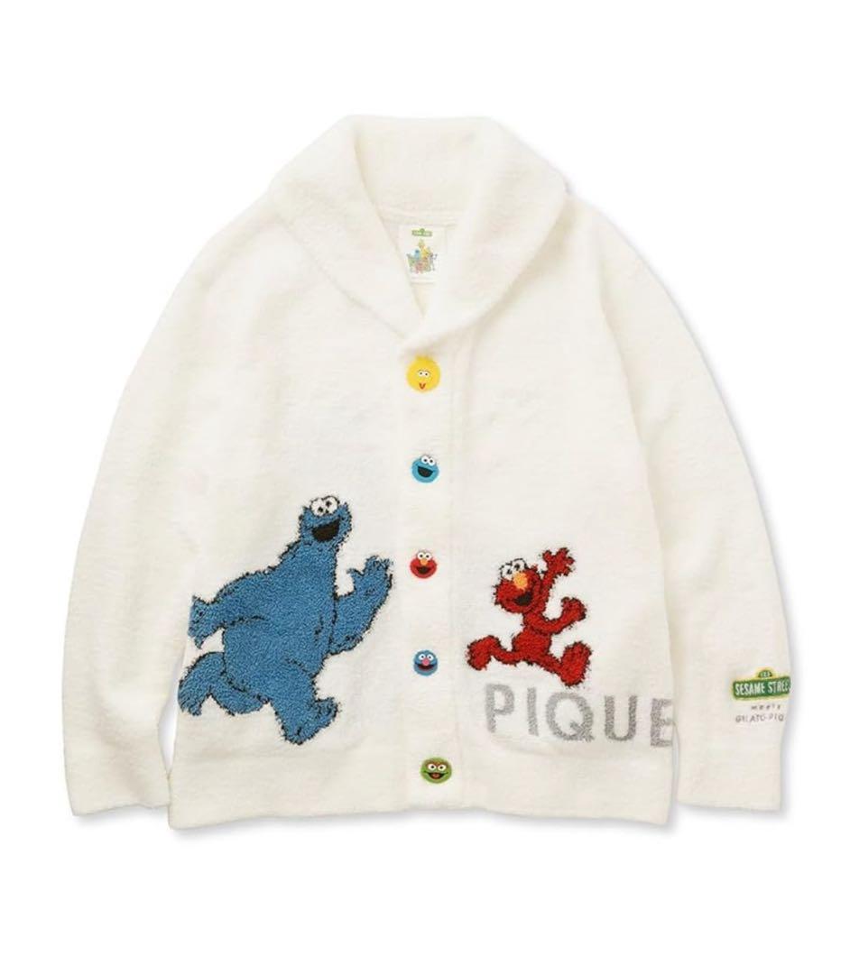 ジェラートピケ　新品　ジャガード　ショール　カーディガン　セサミストリート