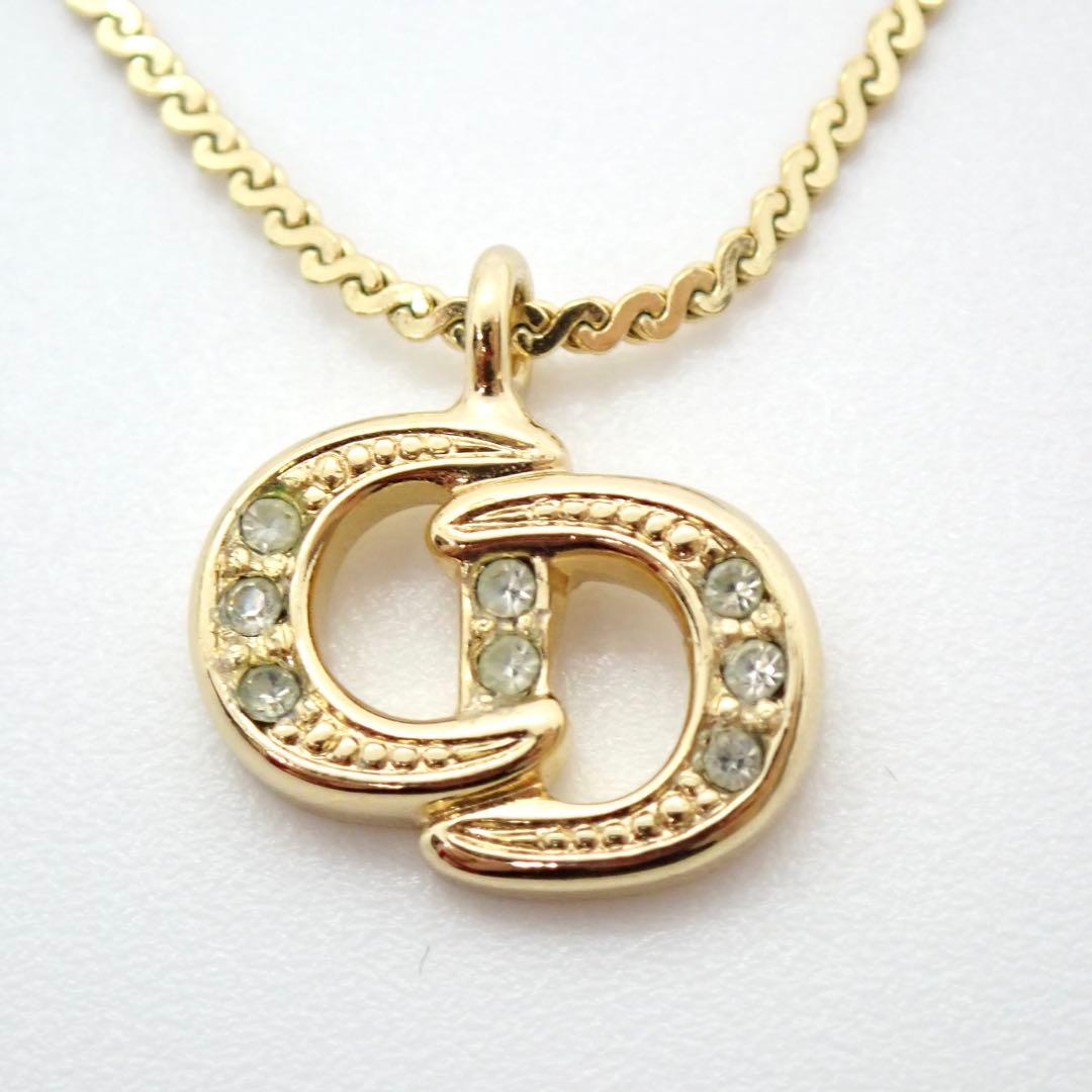 ディオール　ネックレス　CDロゴ　ラインストーン　ゴールド　金