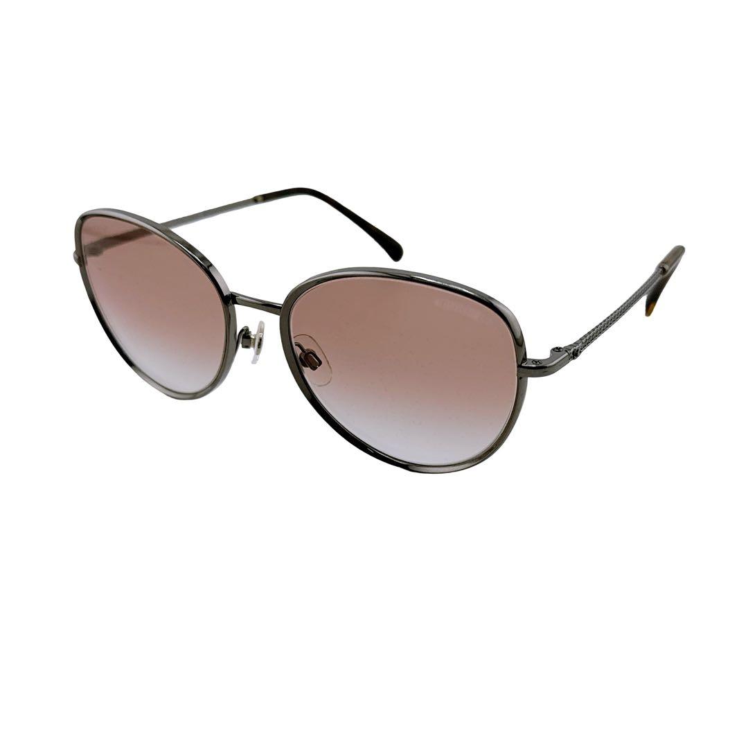 シャネル 度なし ウェリントン ココマーク チェーン サングラス シルバー 箱