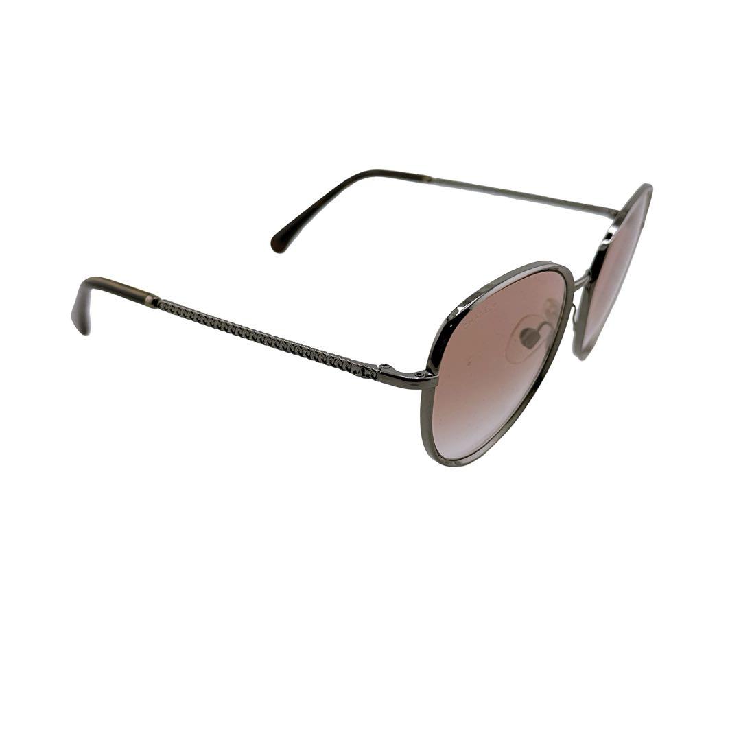 シャネル 度なし ウェリントン ココマーク チェーン サングラス シルバー 箱