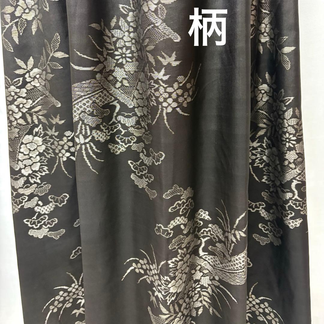 着物リメイク　大島紬花柄ワンピース　ロングジャンパースカート　ゆったりLサイズ