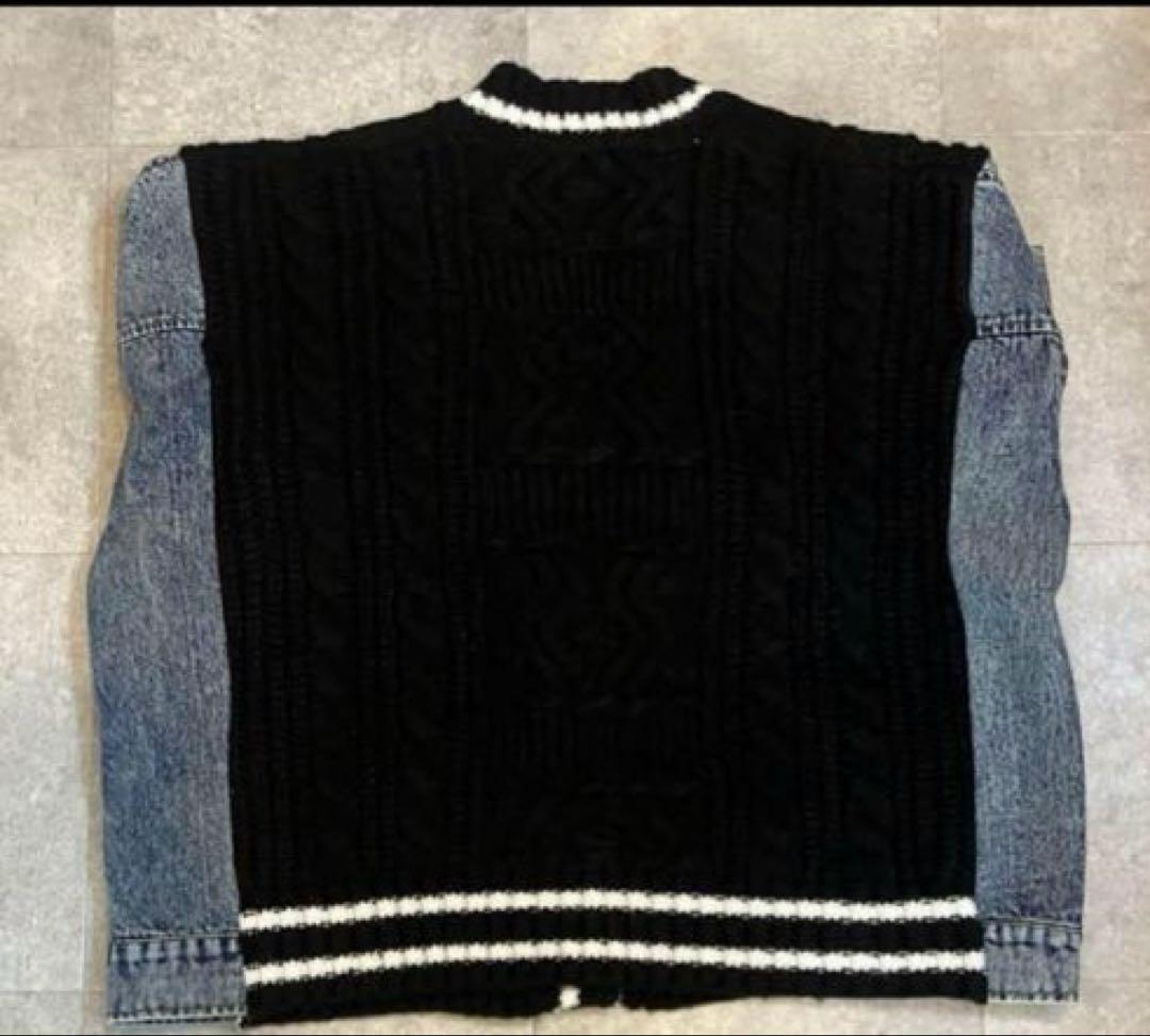 ジャケット・アウター AURORAVintage Stitched Denim Knit Jacket