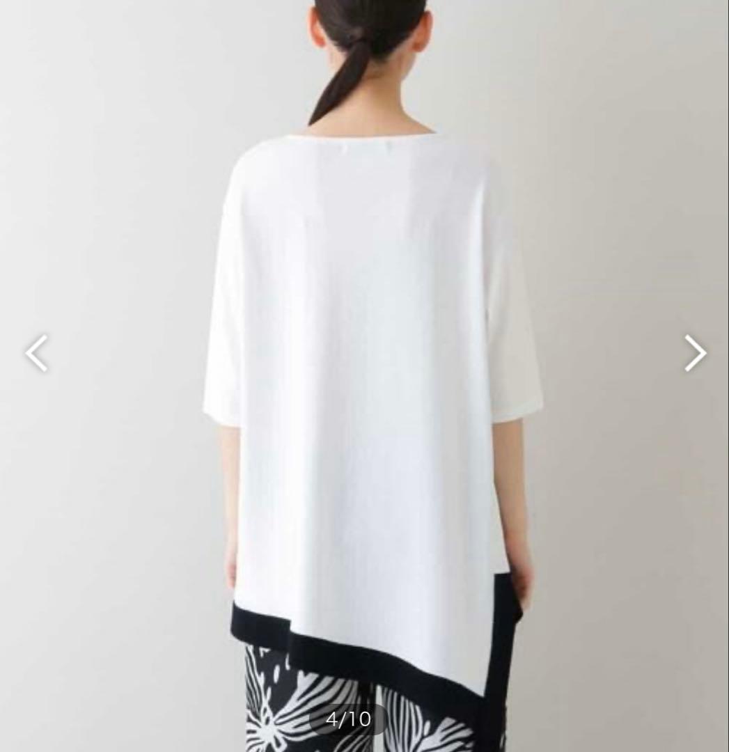 HIROKO KOSHINO イレギュラーヘム 洋梨インターシャニット 40