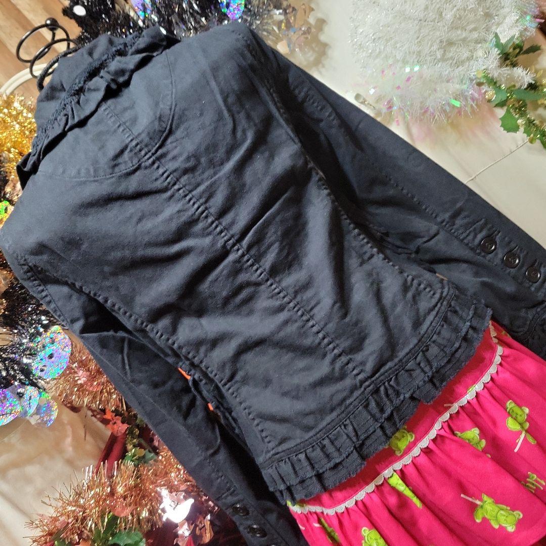 新品未使用タグ付きフリルバルーン襟ブラックデニムジャケット