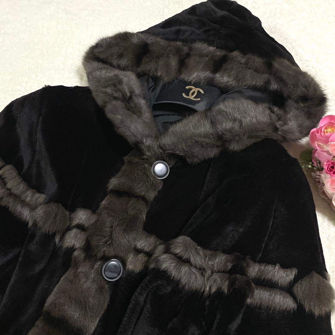 美品◎ロシアリス ヴィーゼル シルク100% リバーシブル 毛皮 ファーコート