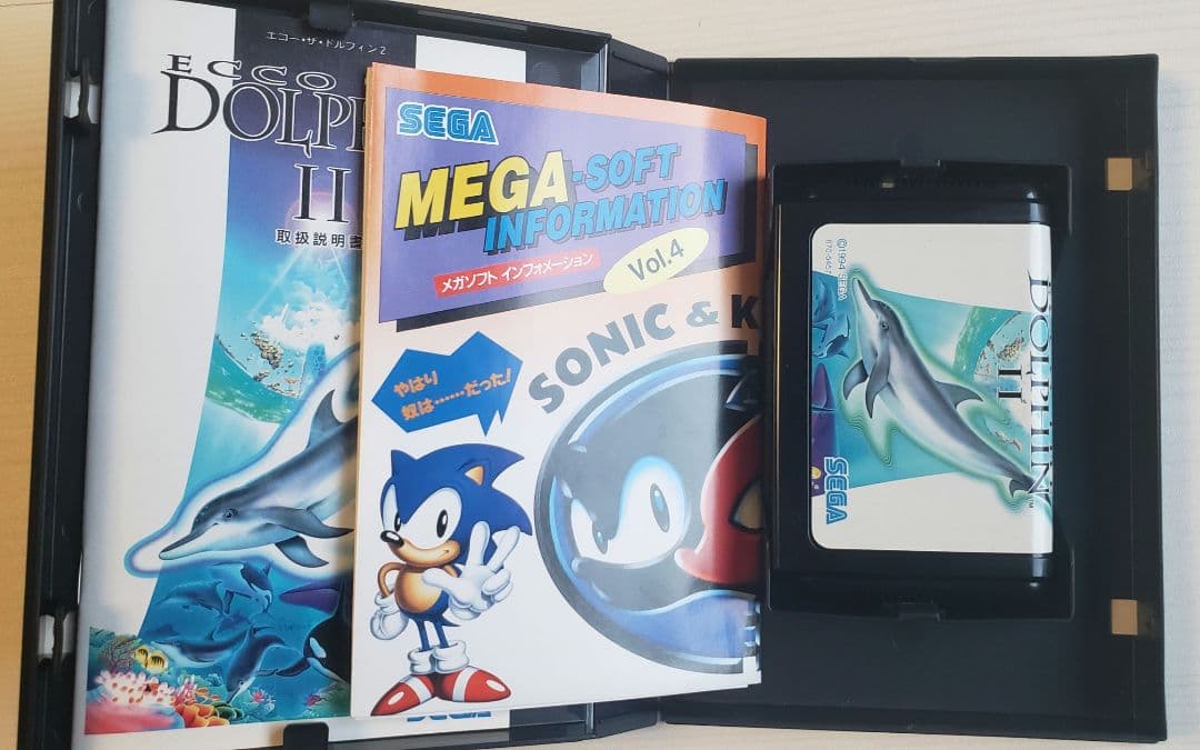 メガドライブ専用ソフト　エコー・ザ・ドルフィン2　当時のチラシやハガキ付き