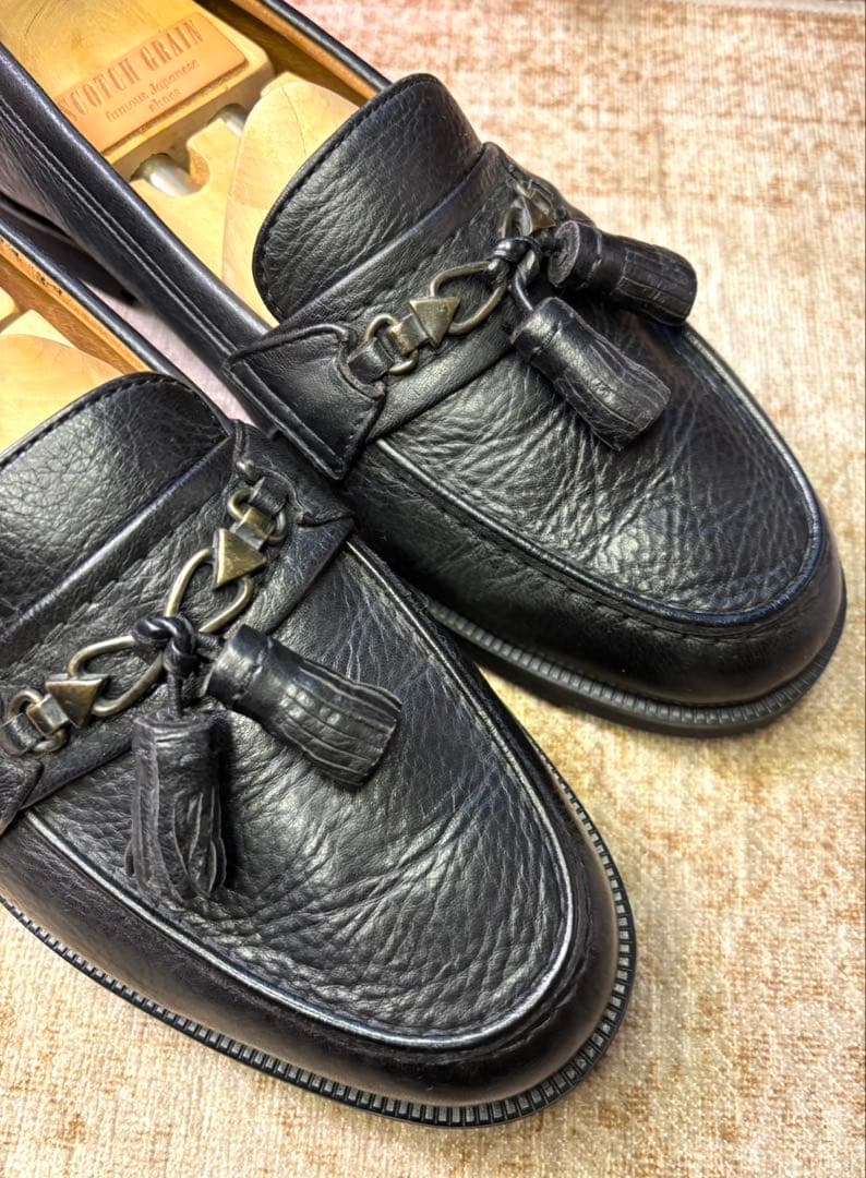 美品YVES SAINT LAURENT 25.5 タッセルローファー黒本革