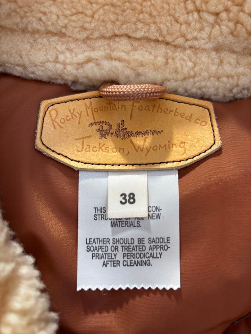 Ron Herman別注ロッキーマウンテンMダウンベスト/レザー×シープ襟38