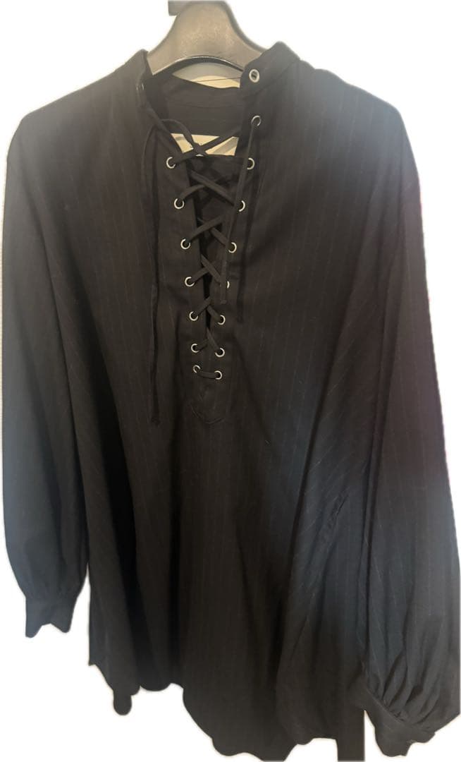 値下げ★solov★黒 長袖ストライプワンピース