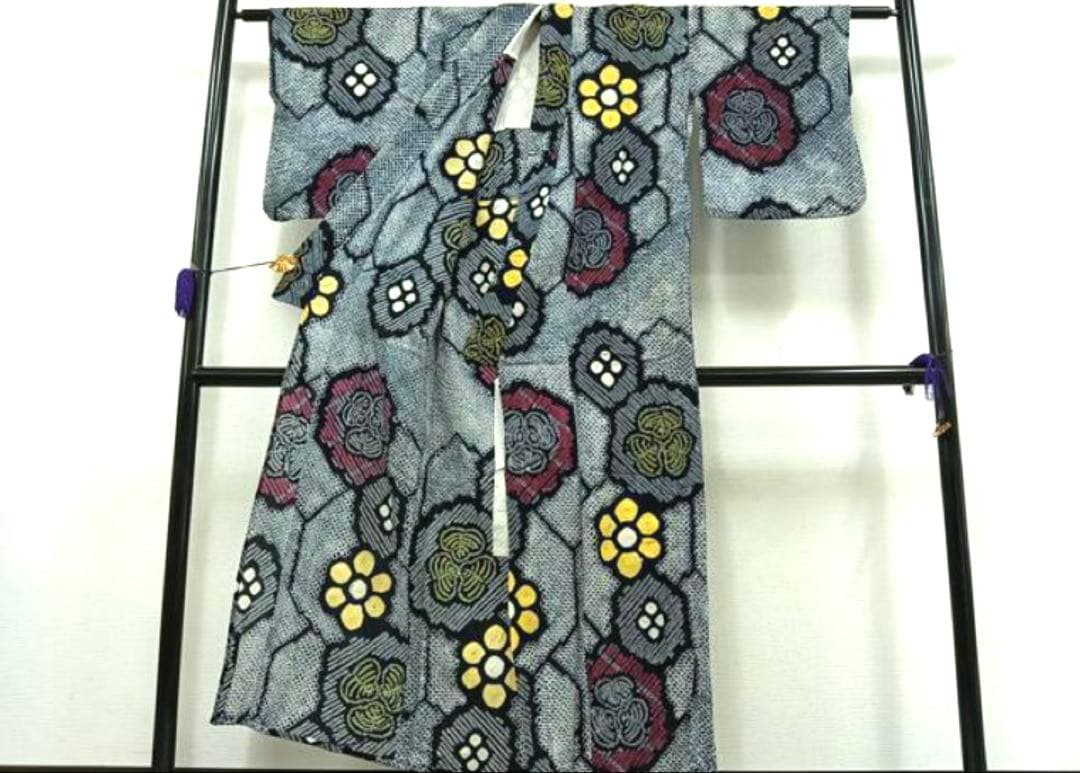 粋な大人の高級浴衣◆有松絞り 素晴らしい吉祥花文