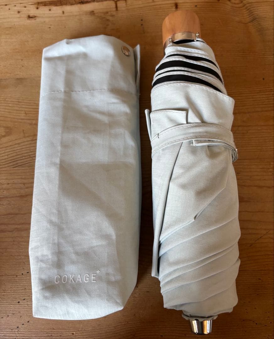 COKAGE+3段折りたたみ完全遮光生地使用 フレッシュセージ日傘 東レ こかげ