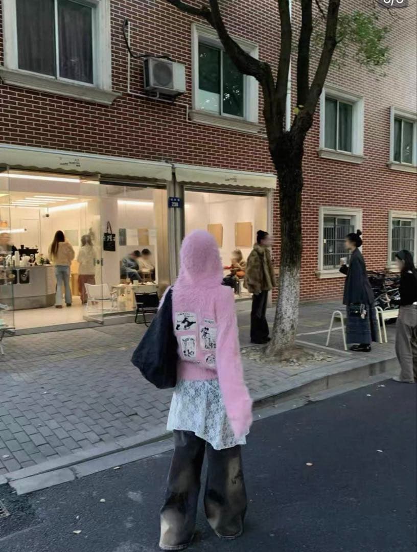 Worn-Out Shaggy Grunge Hoodie モヘア　フーディ