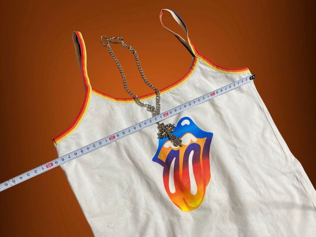 y2kローリングストーンズ虹キャミピチTバンTフェアリーグランジパンクロック古着