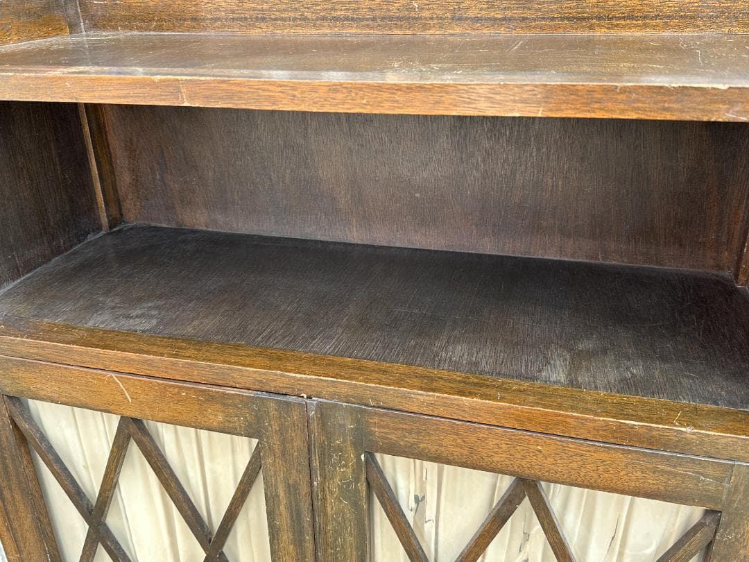 アンティーク 木製 ガラス戸棚 本棚 ブラウン インテリア ビンテージ 古家具