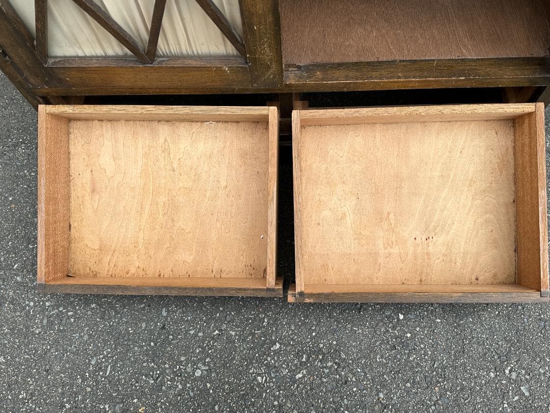 アンティーク 木製 ガラス戸棚 本棚 ブラウン インテリア ビンテージ 古家具