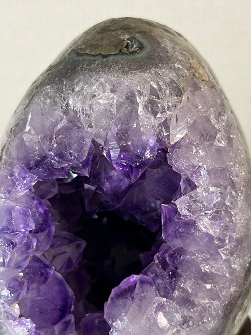 ★高品質★アメジストドーム　紫水晶★卵型置物 木製台座付き