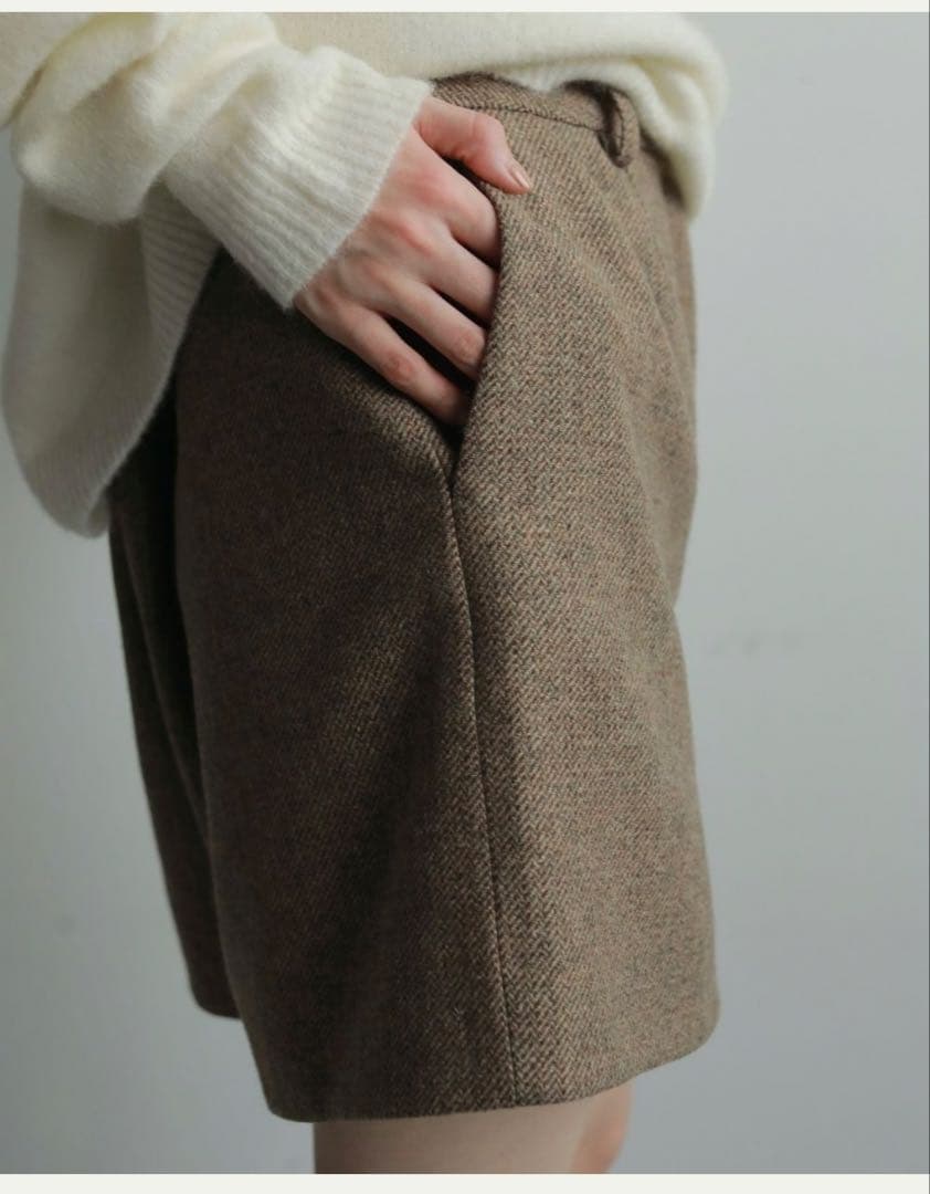 anuke Herringbone Short Pants ベージュ36