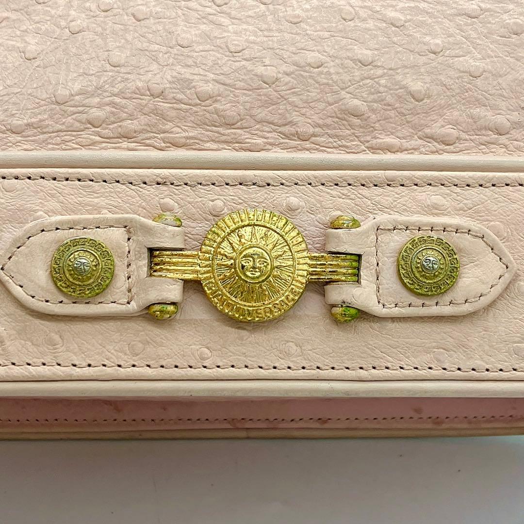 【GIANNI VERSACE】バニティバッグ　サンバースト　オーストリッチ型押