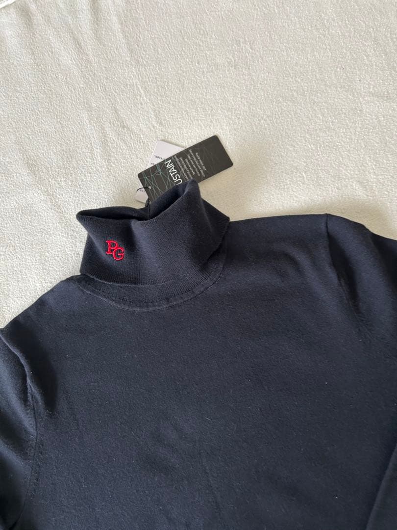 新品 パーリーゲイツ タートルネックニット セーター ネイビー濃紺