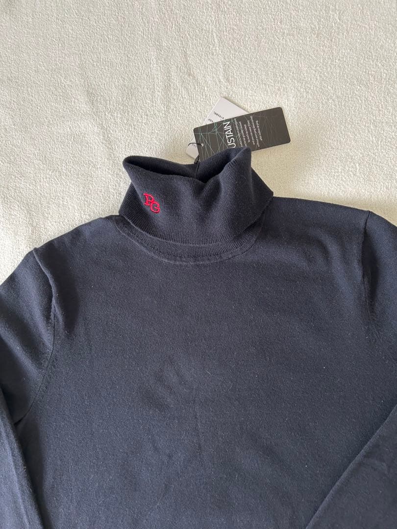 新品 パーリーゲイツ タートルネックニット セーター ネイビー濃紺