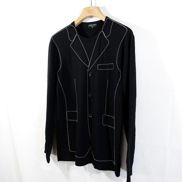 ★良品★コムデギャルソンオムプリュス　ビーズ　ジレ柄ニット