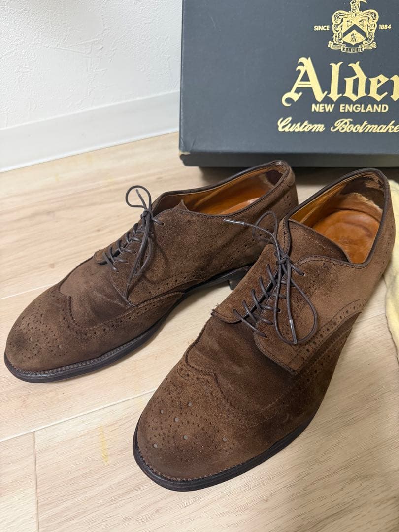 Alden ブラウン スエード ウィングチップ