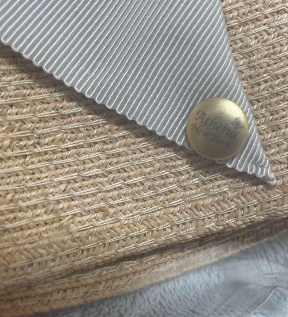 アシーナニューヨーク 麦わら帽子 リボン 帽子 新品 サマーハット