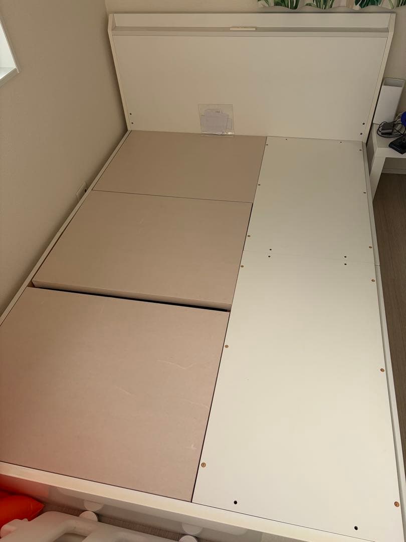 [最終処分] ニトリ　ホワイト ダブルベッドフレーム　収納