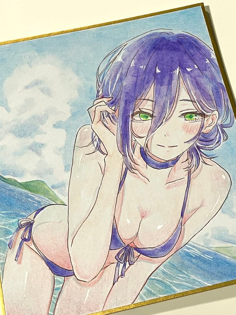 零*様 手描きイラスト チェンソーマン　レゼ水着