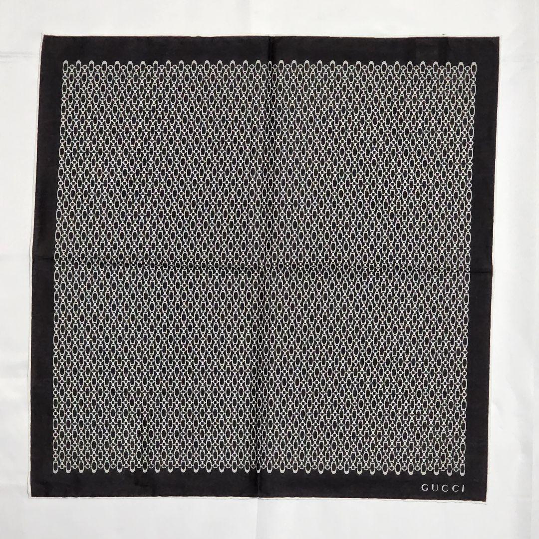 極美品 ★GUCCI★ ハンカチ メンズ チェーン 綿100％ ブラウン