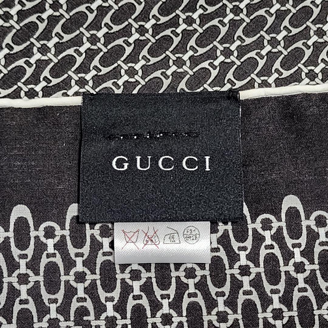 極美品 ★GUCCI★ ハンカチ メンズ チェーン 綿100％ ブラウン