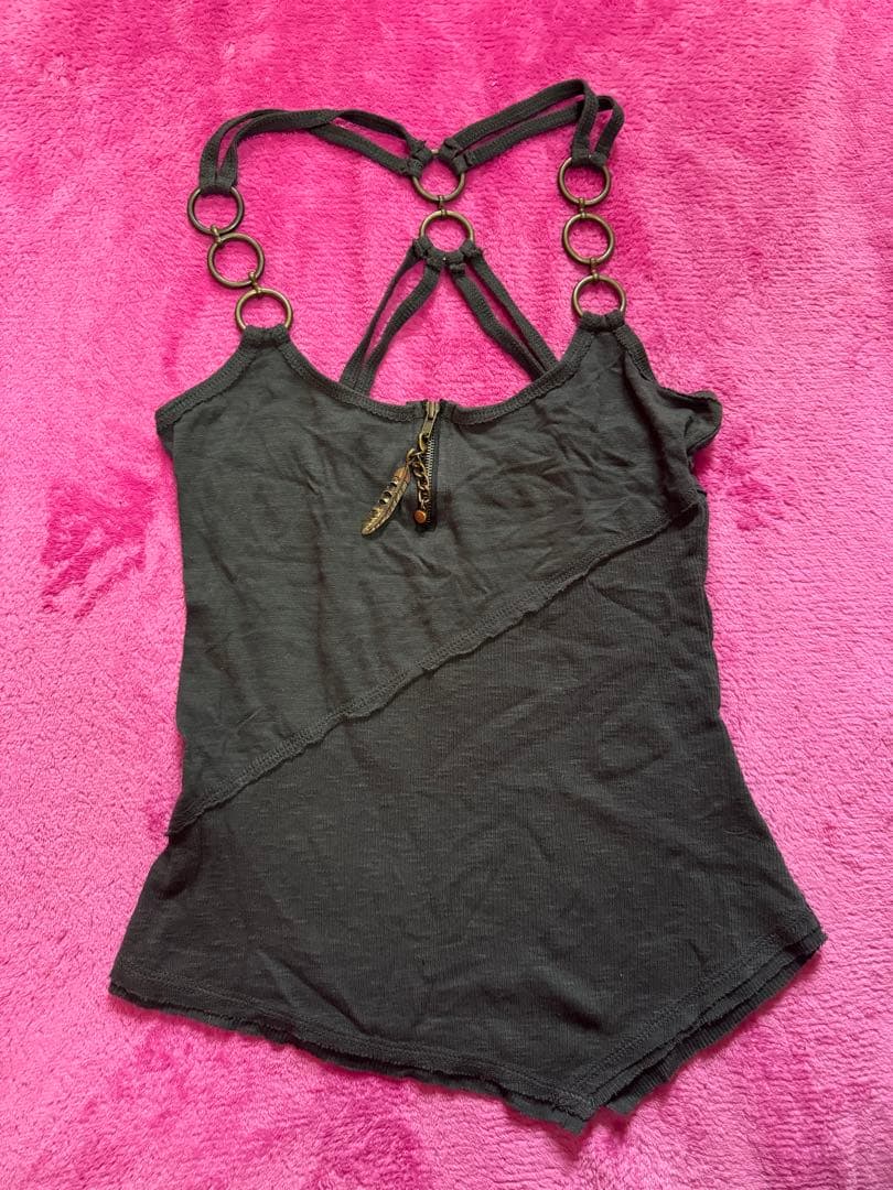 リング付きストラップ キャミソール ダークグレー