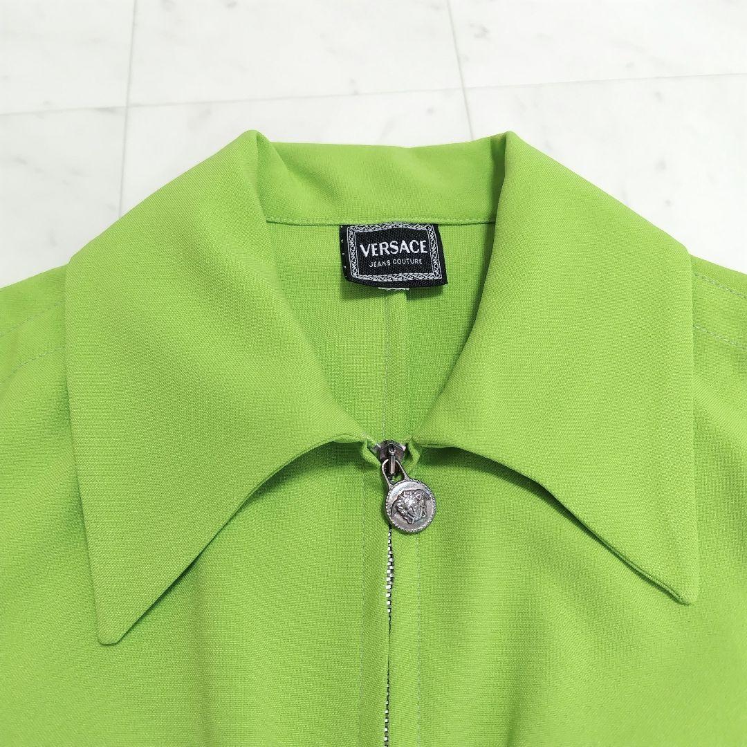 【VERSACE】ステンカラー ジャケット フロントファスナー 黄緑 ブランド