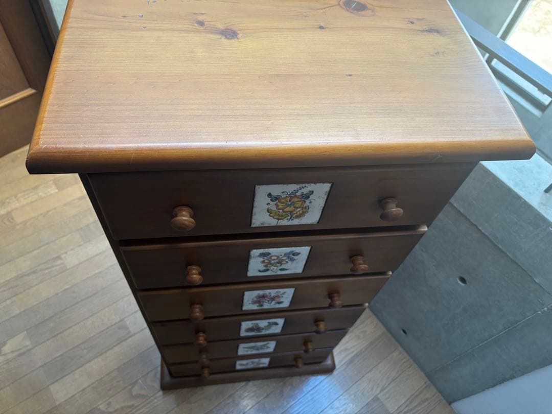 スペイン製家具・バレンシア　タイル6段チェスト　輸入品