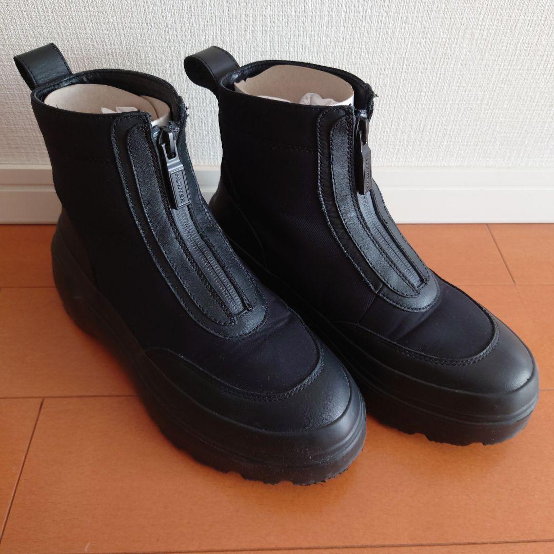 HUNTER エクスプローラー アンクル ジップ フラットフォームブーツ