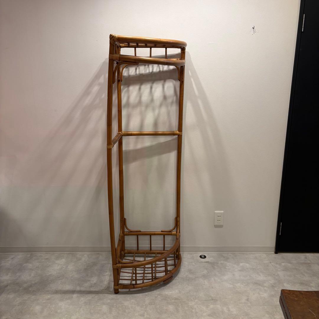 コーナーラック　ハンガーラック　ラタン　昭和レトロ