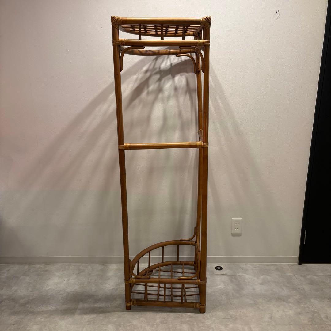 コーナーラック　ハンガーラック　ラタン　昭和レトロ