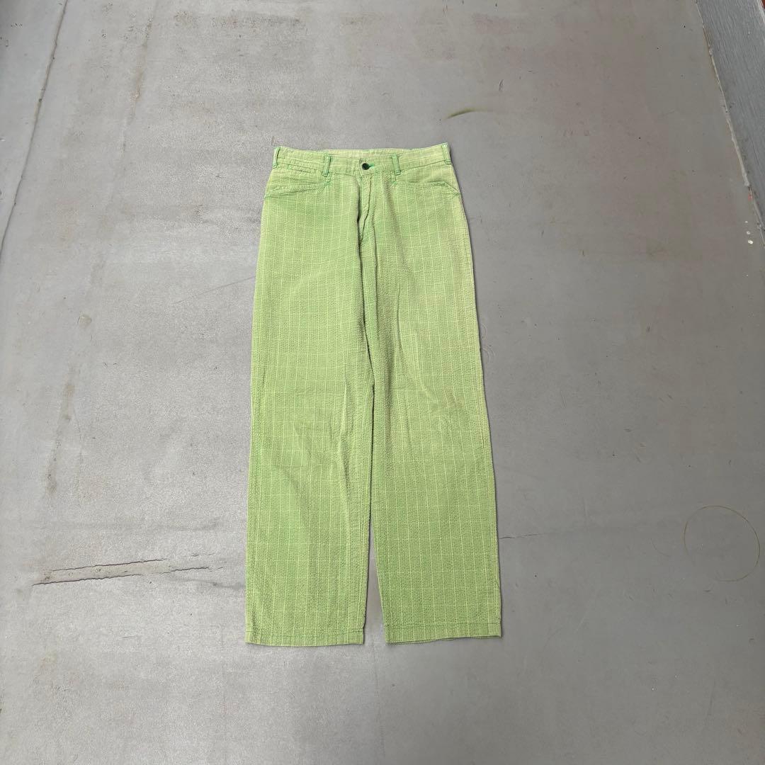 90s Nigel cabourn シアサッカー　フェード　コットンパンツ　ロゴ