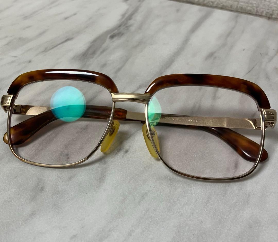 度入りメガネ★本鼈甲　べっ甲　眼鏡フレーム　チタン　54□16