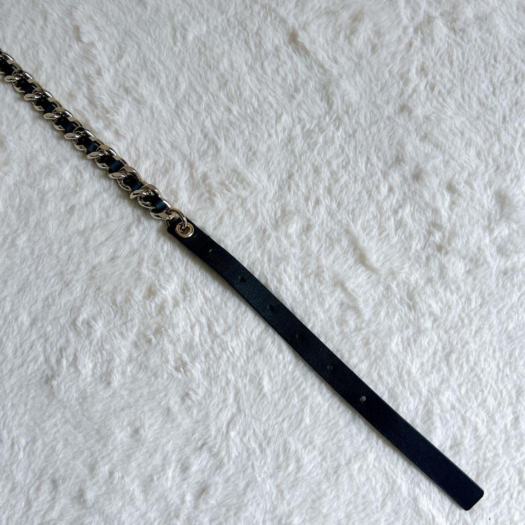 LEFIJE レザー ベルト ゴールドチェーン 80 ブラック