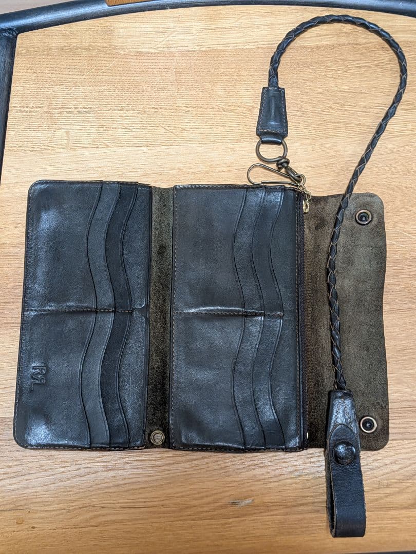 奈*三様 RRL 黒 レザー ウォレットチェーン