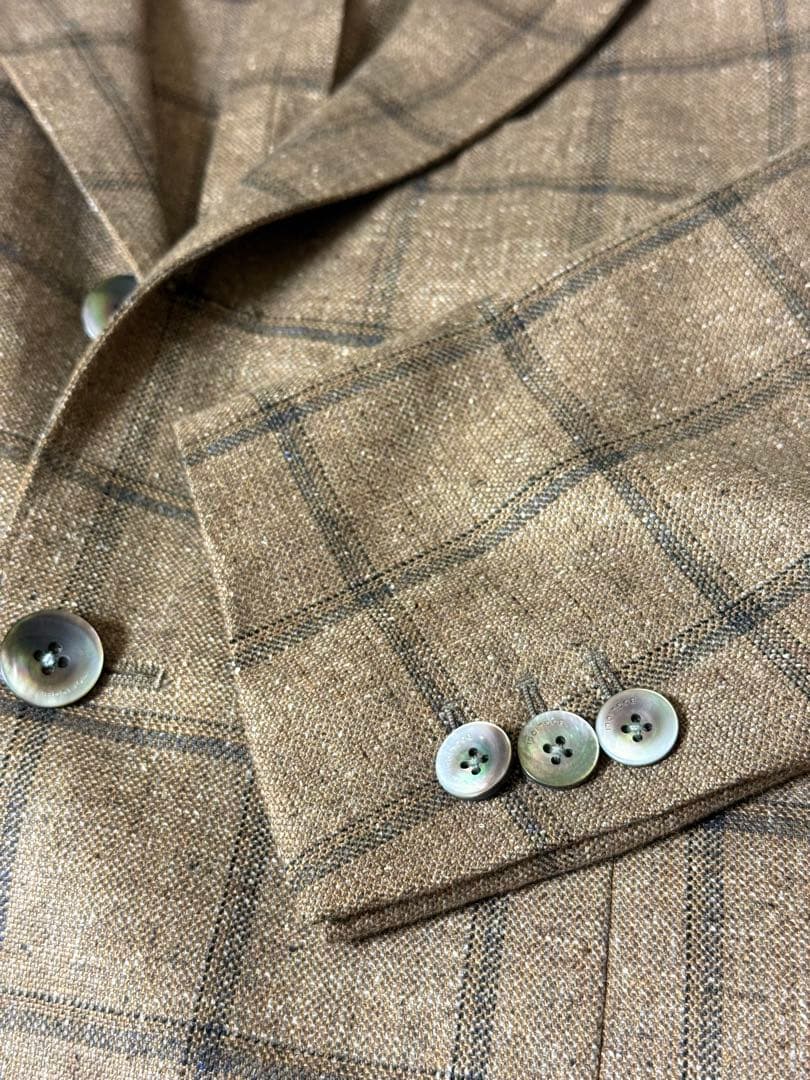 バ*ラ様 Boglioli Dover 46 ブラウン シルクリネンウール ジャ