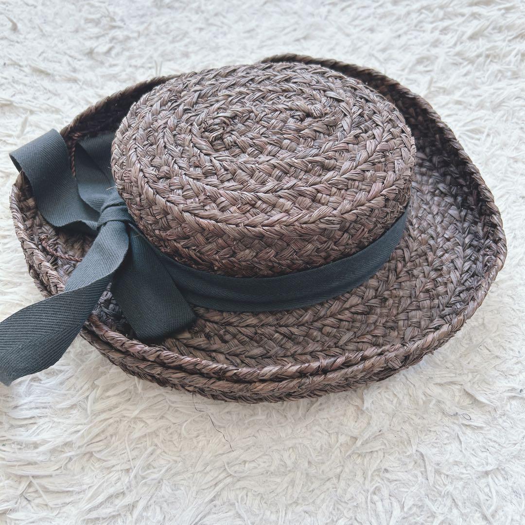 美品✨ HELEN KAMINSKI ラフィア 麦わら帽子 リボン