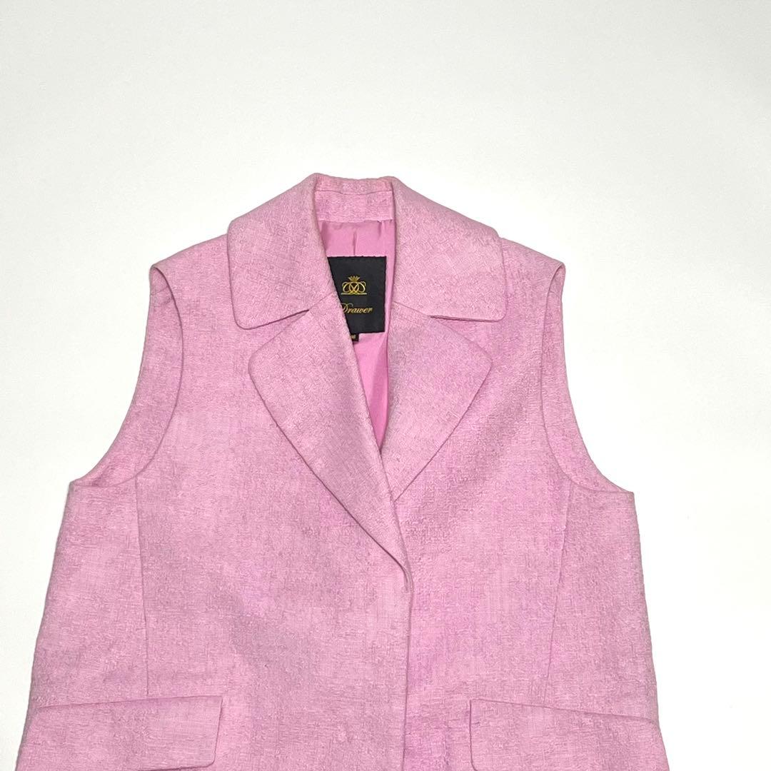 ドゥロワー　Drawer　コットンテーラードジレ　ロング　ピンク　36