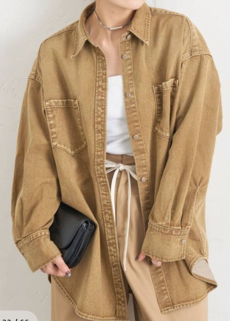 美品【ジャーナルスタンダード】ライトオンスデニムシャツ キャメル