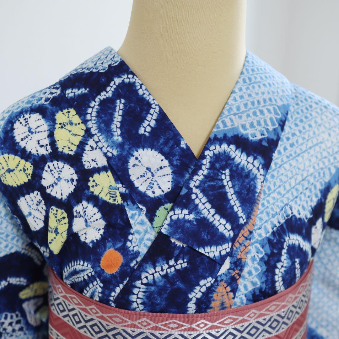 おかか【有松鳴海絞り】花模様◆木綿◆浴衣⑤